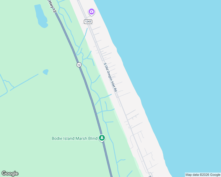 map of restaurants, bars, coffee shops, grocery stores, and more near 9522 South Old Oregon Inlet Road in Nags Head