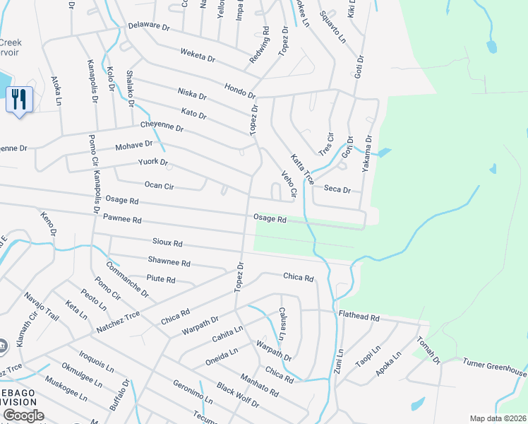 map of restaurants, bars, coffee shops, grocery stores, and more near 942 Veho Circle in Crossville