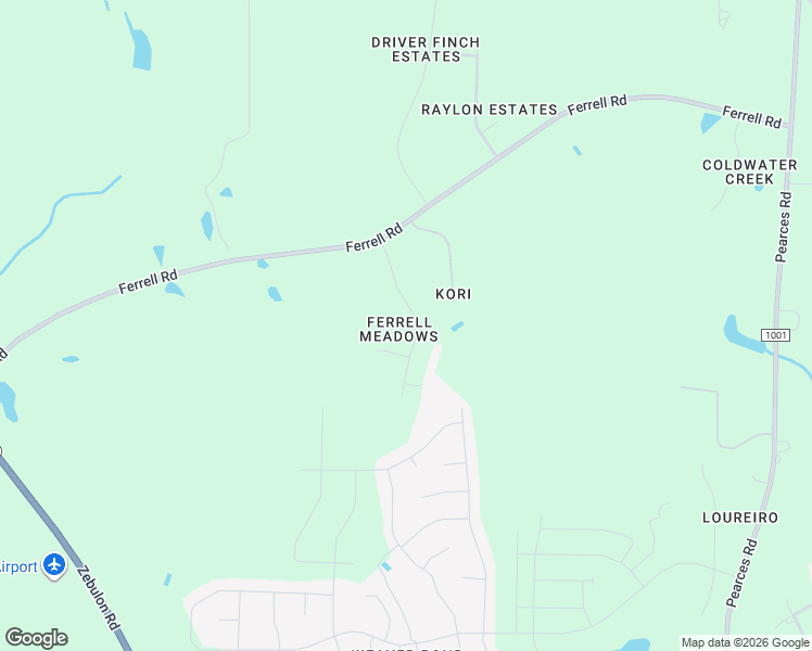 map of restaurants, bars, coffee shops, grocery stores, and more near 1801 Ferrell Meadows Drive in Zebulon
