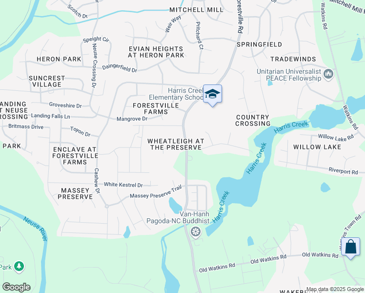map of restaurants, bars, coffee shops, grocery stores, and more near 4242 Prelude Street in Raleigh