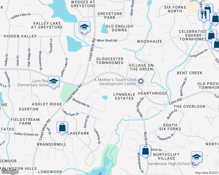 map of restaurants, bars, coffee shops, grocery stores, and more near 6704 Winding Trail in Raleigh