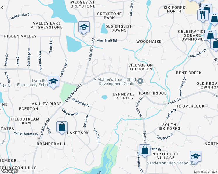 map of restaurants, bars, coffee shops, grocery stores, and more near 6704 Winding Trail in Raleigh