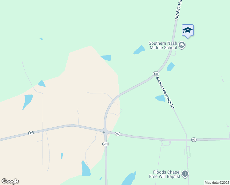 map of restaurants, bars, coffee shops, grocery stores, and more near 5862 North Carolina 581 in Spring Hope