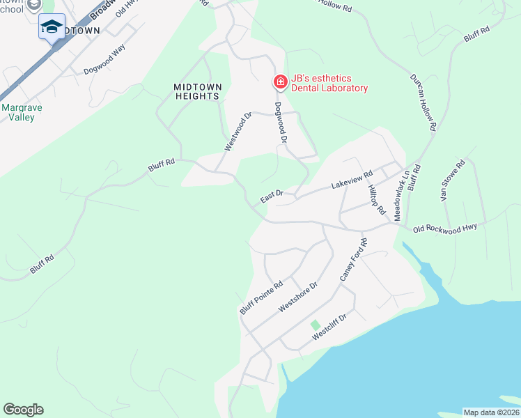 map of restaurants, bars, coffee shops, grocery stores, and more near 104 East Dr in Harriman