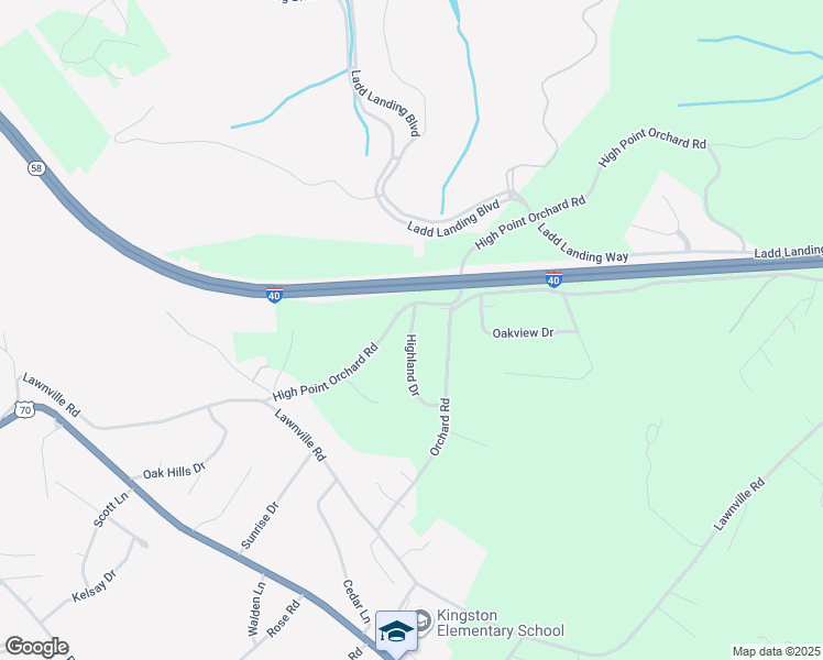 map of restaurants, bars, coffee shops, grocery stores, and more near 107 Highland Drive in Kingston