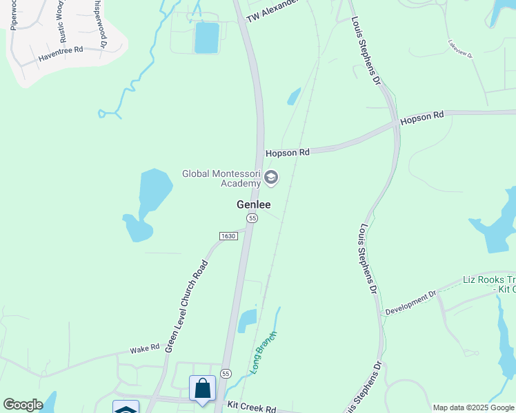 map of restaurants, bars, coffee shops, grocery stores, and more near Kit Creek Road in Durham County