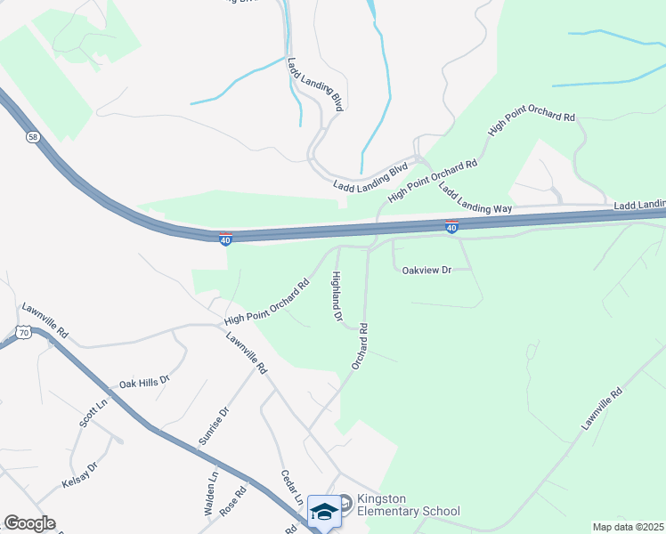 map of restaurants, bars, coffee shops, grocery stores, and more near 107 Highland Drive in Kingston