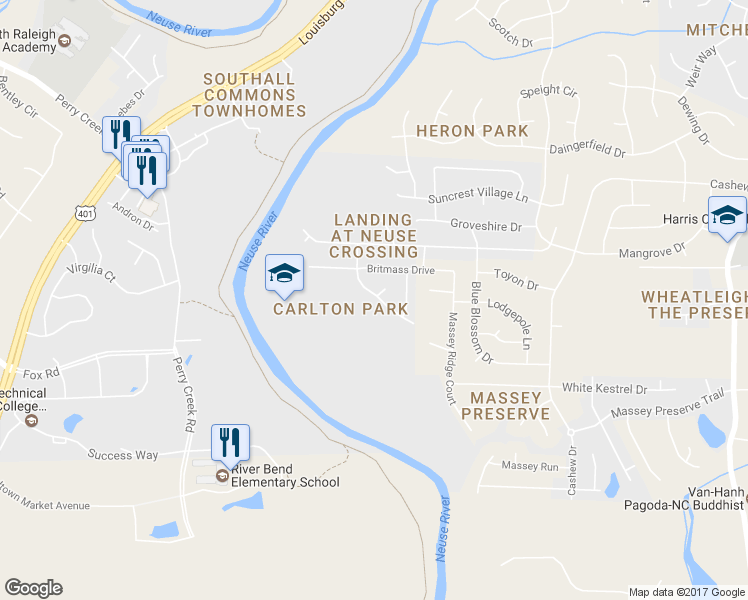 map of restaurants, bars, coffee shops, grocery stores, and more near 3701 Landshire View Lane in Raleigh