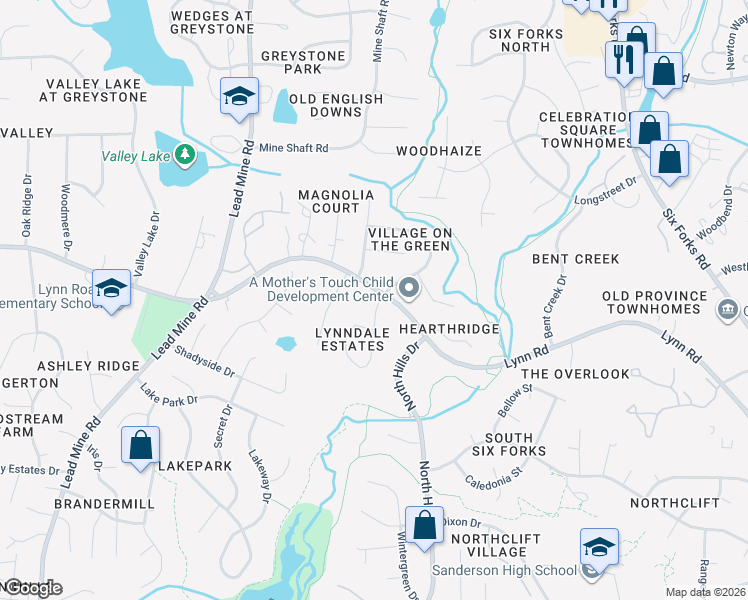 map of restaurants, bars, coffee shops, grocery stores, and more near 1205 Lynn Road in Raleigh