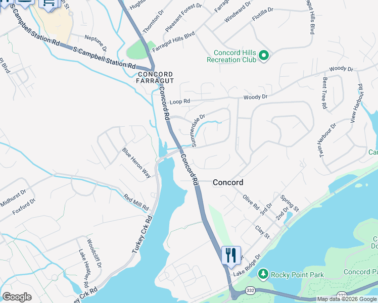 map of restaurants, bars, coffee shops, grocery stores, and more near 828 Summerdale Drive in Knoxville