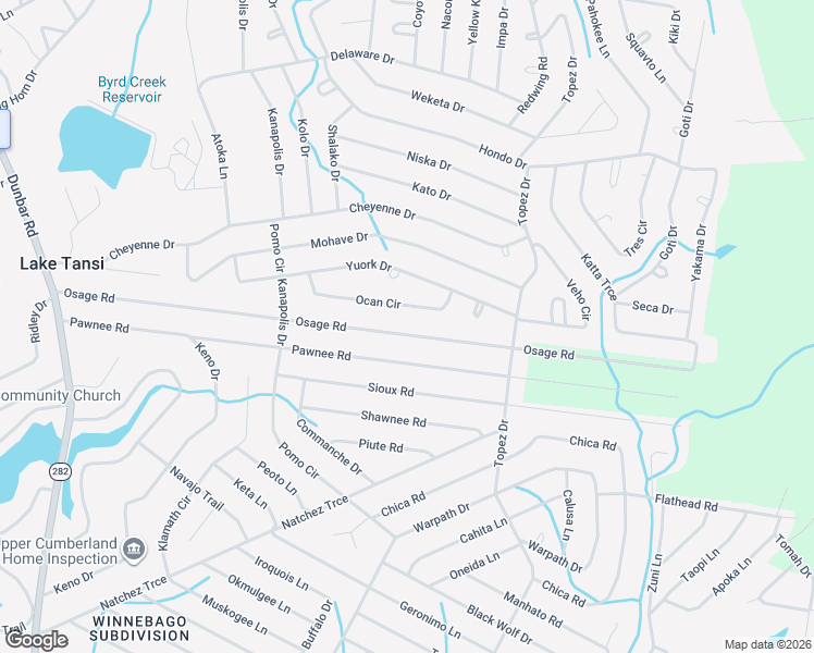map of restaurants, bars, coffee shops, grocery stores, and more near 6235 Osage Road in Crossville