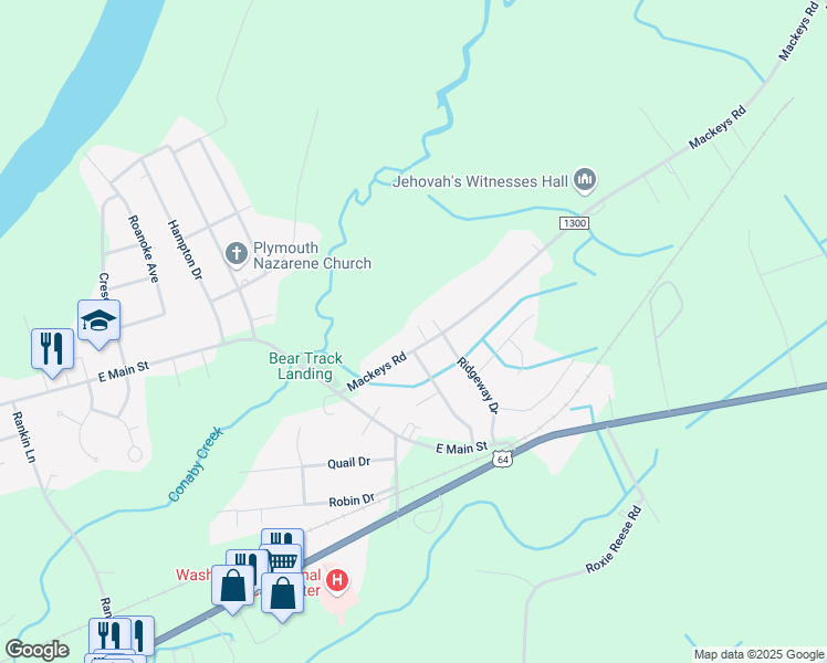 map of restaurants, bars, coffee shops, grocery stores, and more near 51 Mackeys Road in Plymouth
