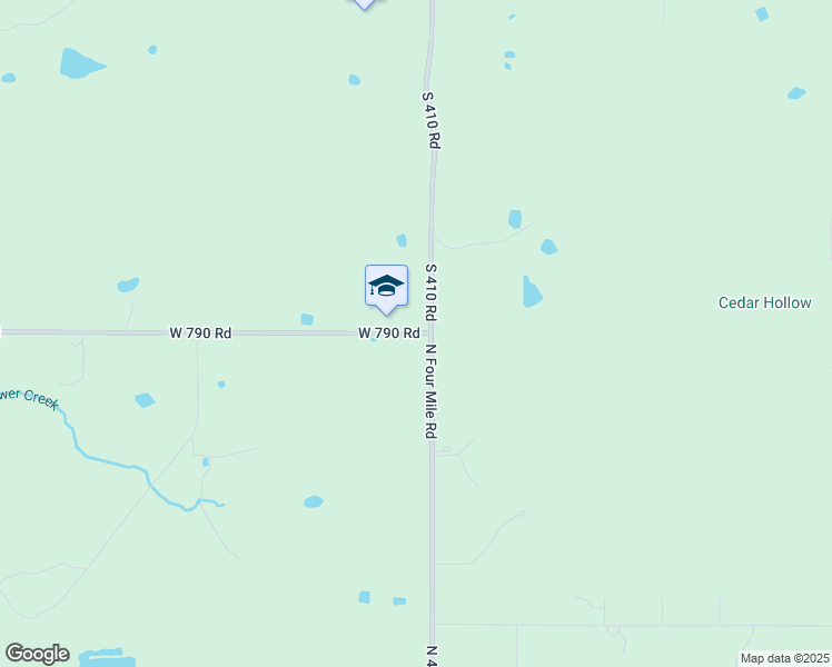 map of restaurants, bars, coffee shops, grocery stores, and more near 7966 West 790 Road in Hulbert