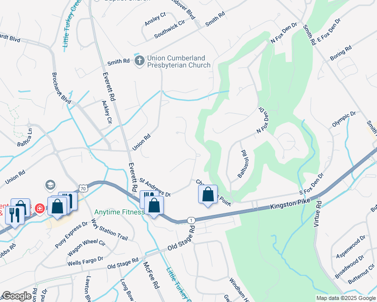 map of restaurants, bars, coffee shops, grocery stores, and more near 209 Saint Andrews Drive in Knoxville
