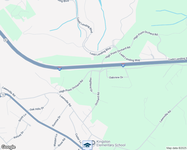 map of restaurants, bars, coffee shops, grocery stores, and more near 107 Highland Drive in Kingston