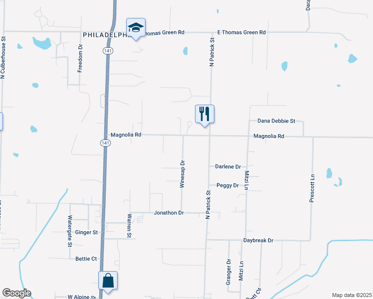 map of restaurants, bars, coffee shops, grocery stores, and more near 2016 Winesap Drive in Jonesboro