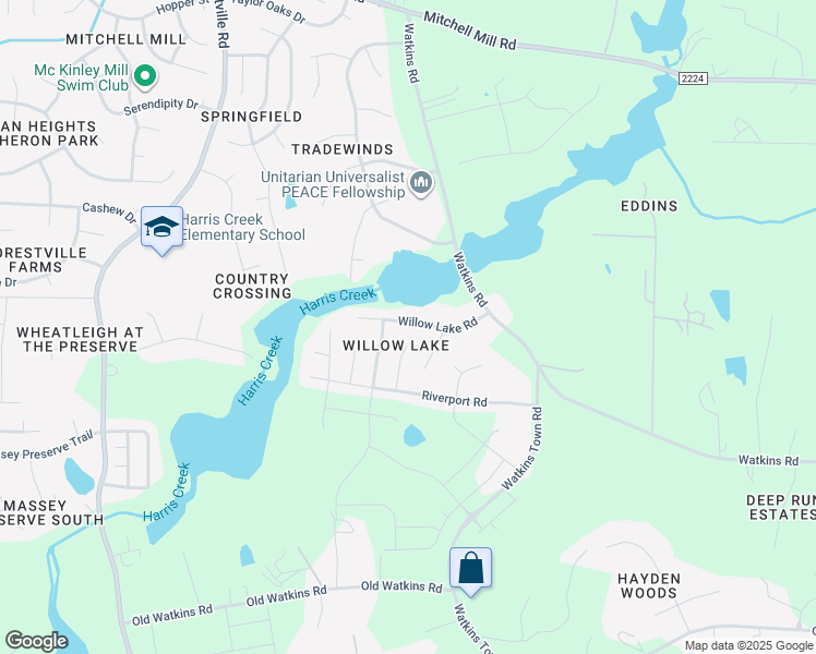 map of restaurants, bars, coffee shops, grocery stores, and more near 4312 Willow Lake Road in Raleigh
