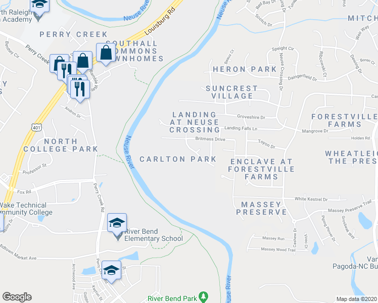 map of restaurants, bars, coffee shops, grocery stores, and more near 3731 Landshire View Lane in Raleigh