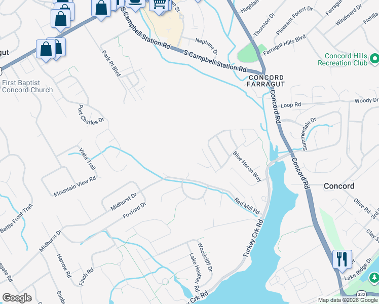 map of restaurants, bars, coffee shops, grocery stores, and more near 511 Windlass Road in Knoxville