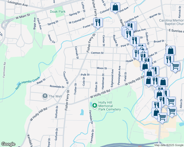 map of restaurants, bars, coffee shops, grocery stores, and more near 308 Polk Street in Thomasville