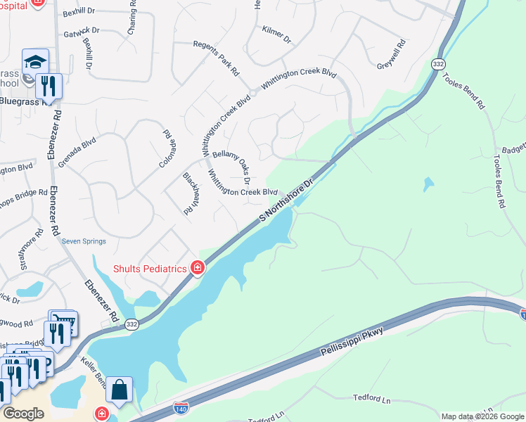 map of restaurants, bars, coffee shops, grocery stores, and more near 1911 Dobson Park Lane in Knoxville
