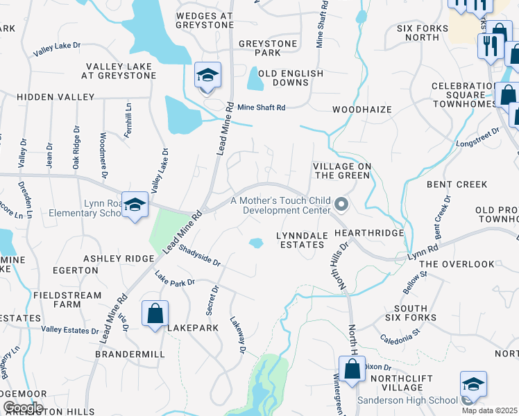 map of restaurants, bars, coffee shops, grocery stores, and more near 6704 Winding Trail in Raleigh