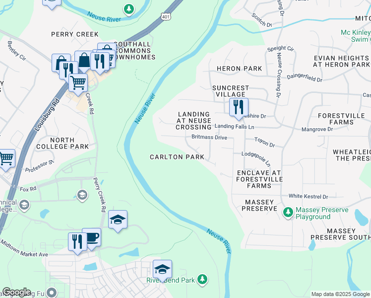 map of restaurants, bars, coffee shops, grocery stores, and more near 3731 Landshire View Lane in Raleigh