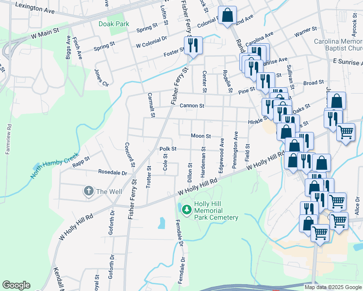 map of restaurants, bars, coffee shops, grocery stores, and more near 308 Polk Street in Thomasville
