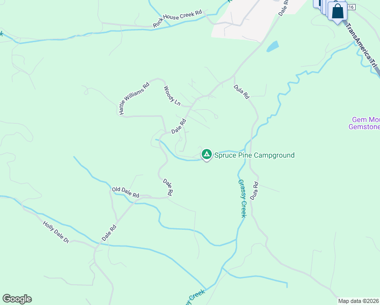 map of restaurants, bars, coffee shops, grocery stores, and more near 12129 Spruce Pine Campground Road in Spruce Pine