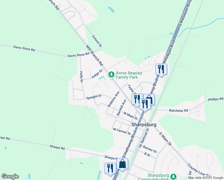 map of restaurants, bars, coffee shops, grocery stores, and more near 156 Kentucky Avenue in Rocky Mount