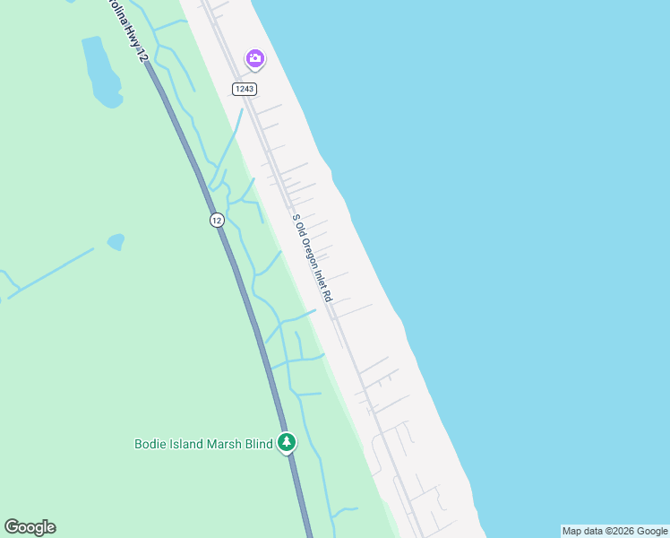 map of restaurants, bars, coffee shops, grocery stores, and more near 9505 South Old Oregon Inlet Road in Nags Head