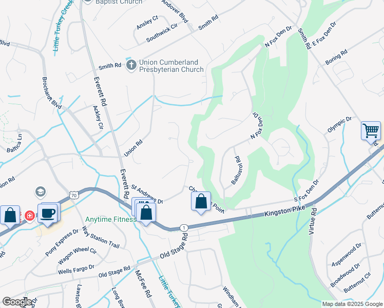 map of restaurants, bars, coffee shops, grocery stores, and more near 209 Saint Andrews Drive in Knoxville
