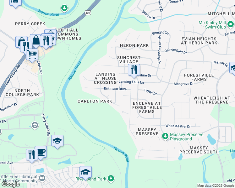 map of restaurants, bars, coffee shops, grocery stores, and more near 3730 Nicolyn Drive in Raleigh
