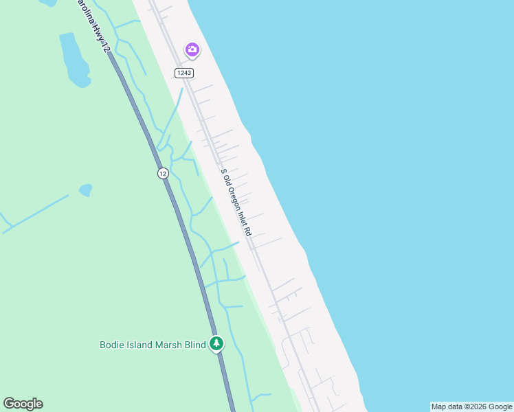 map of restaurants, bars, coffee shops, grocery stores, and more near 9505 South Old Oregon Inlet Road in Nags Head