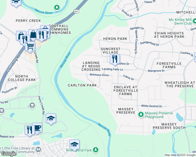 map of restaurants, bars, coffee shops, grocery stores, and more near 3733 Nicolyn Drive in Raleigh