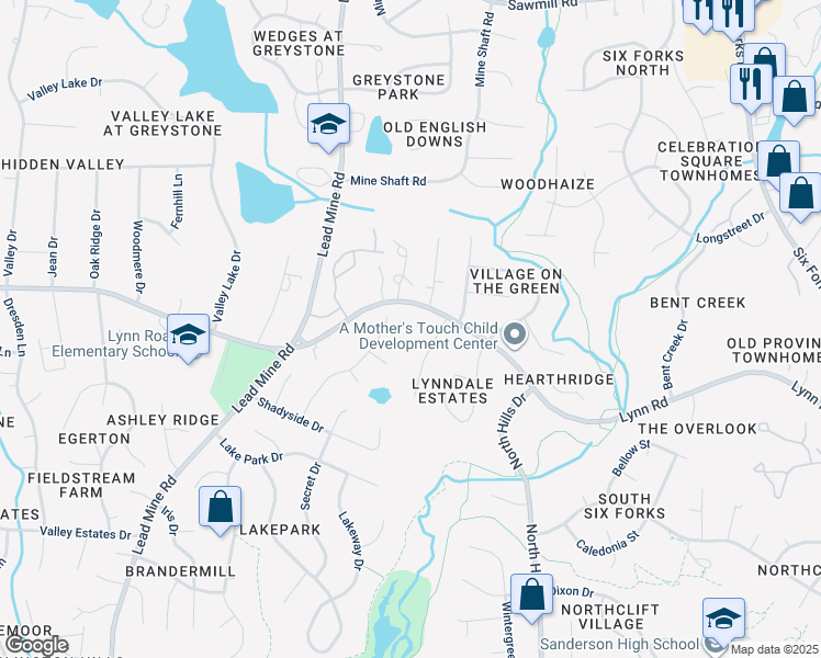 map of restaurants, bars, coffee shops, grocery stores, and more near 6637 Lynndale Drive in Raleigh