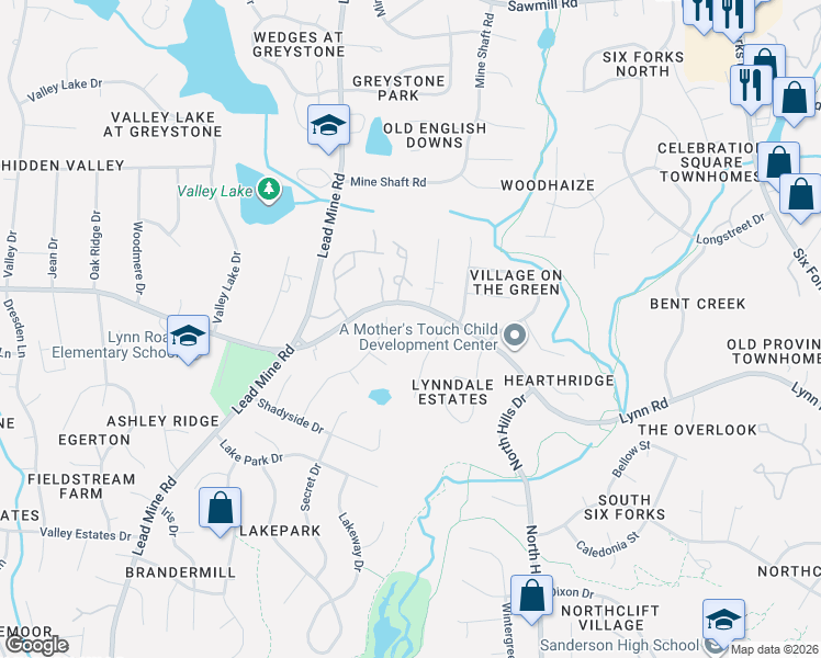 map of restaurants, bars, coffee shops, grocery stores, and more near 6637 Lynndale Drive in Raleigh