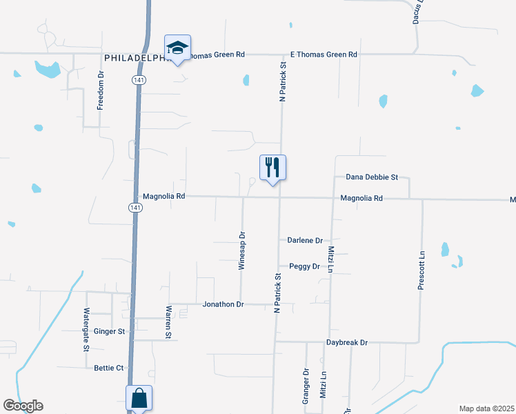 map of restaurants, bars, coffee shops, grocery stores, and more near 2016 Winesap Drive in Jonesboro