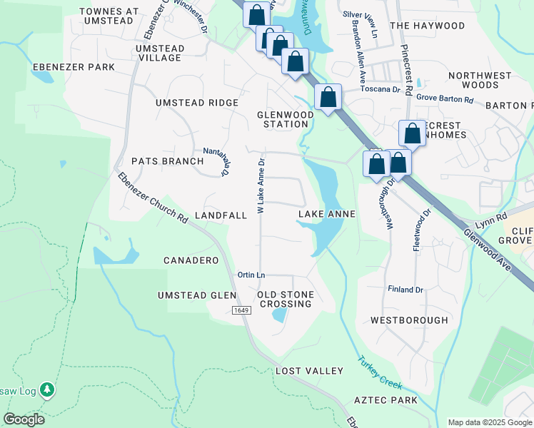 map of restaurants, bars, coffee shops, grocery stores, and more near 6612 West Lake Anne Drive in Raleigh