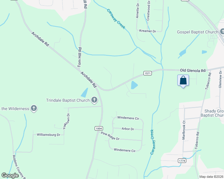 map of restaurants, bars, coffee shops, grocery stores, and more near State Road 1571 in Trinity