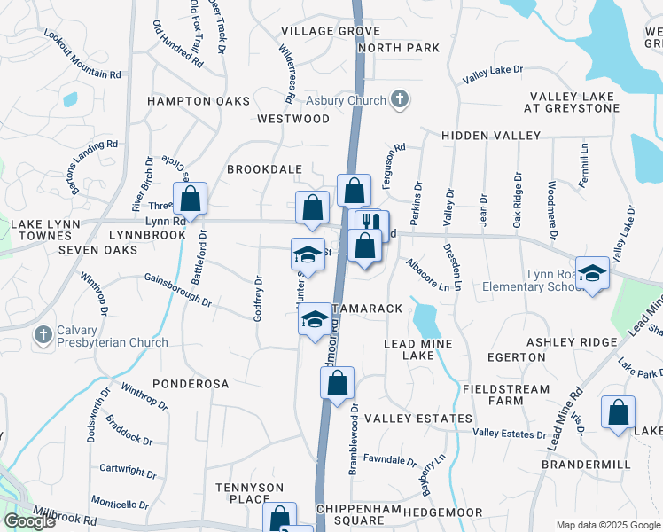 map of restaurants, bars, coffee shops, grocery stores, and more near 6220 Creedmoor Road in Raleigh