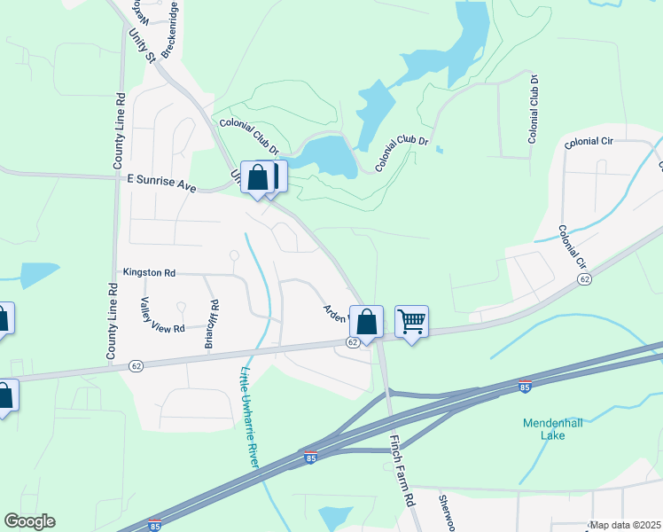 map of restaurants, bars, coffee shops, grocery stores, and more near 6181 Unity Street in Thomasville