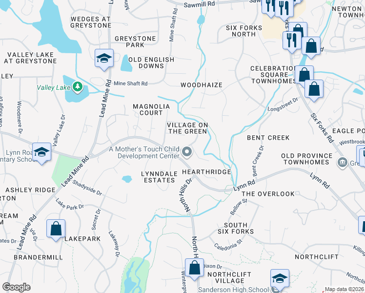 map of restaurants, bars, coffee shops, grocery stores, and more near 7100 Shellburne Drive in Raleigh