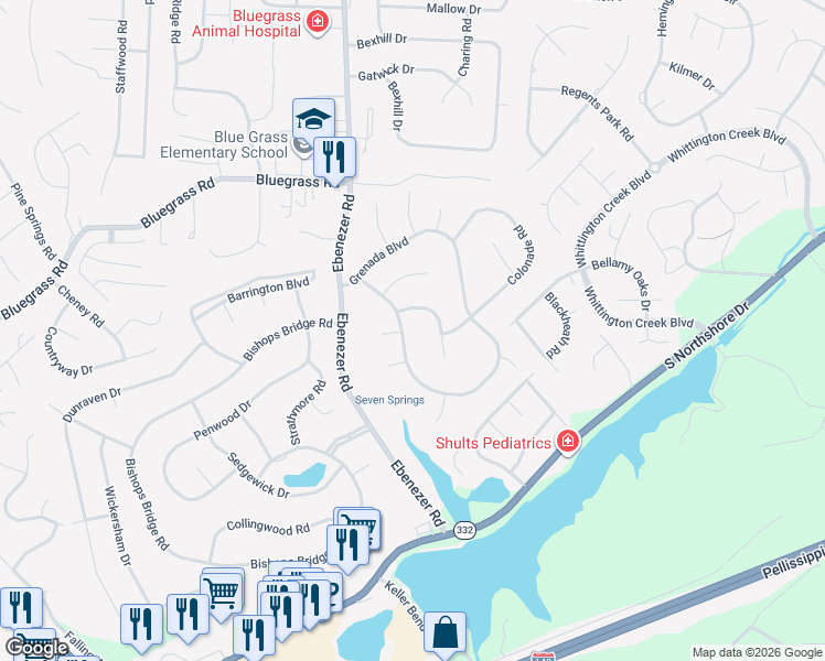 map of restaurants, bars, coffee shops, grocery stores, and more near 1725 Capistrano Drive in Knoxville