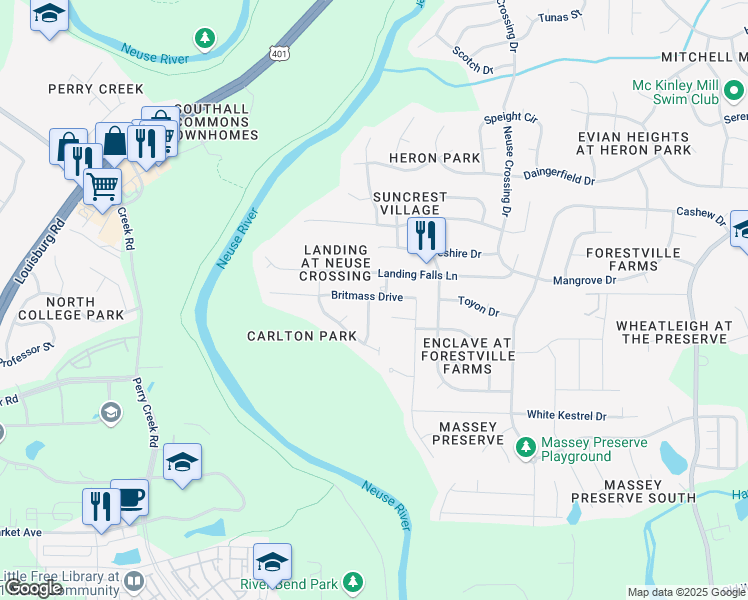 map of restaurants, bars, coffee shops, grocery stores, and more near 3742 Nicolyn Drive in Raleigh