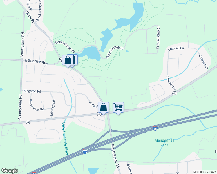 map of restaurants, bars, coffee shops, grocery stores, and more near 6024 Unity Street in Thomasville