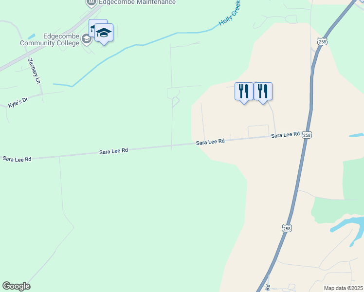 map of restaurants, bars, coffee shops, grocery stores, and more near 195 Sara Lee Road in Tarboro