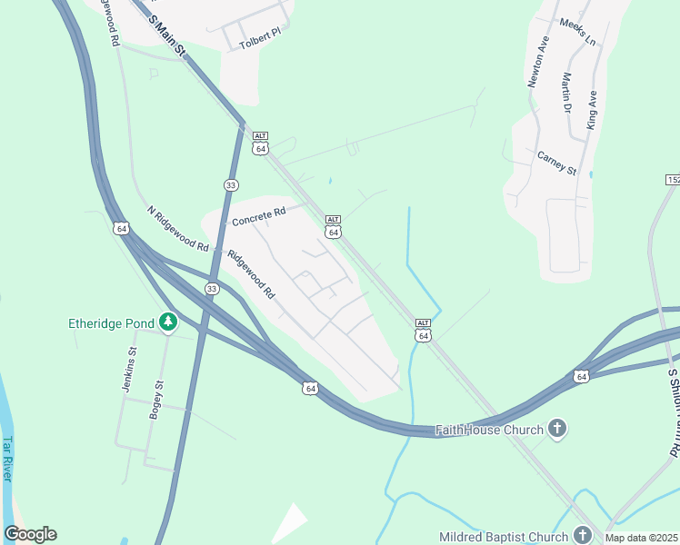 map of restaurants, bars, coffee shops, grocery stores, and more near 17 North Lucky Lane in Tarboro