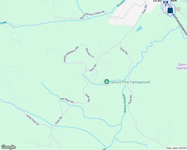 map of restaurants, bars, coffee shops, grocery stores, and more near Spruce Pine Campground Rd in Spruce Pine