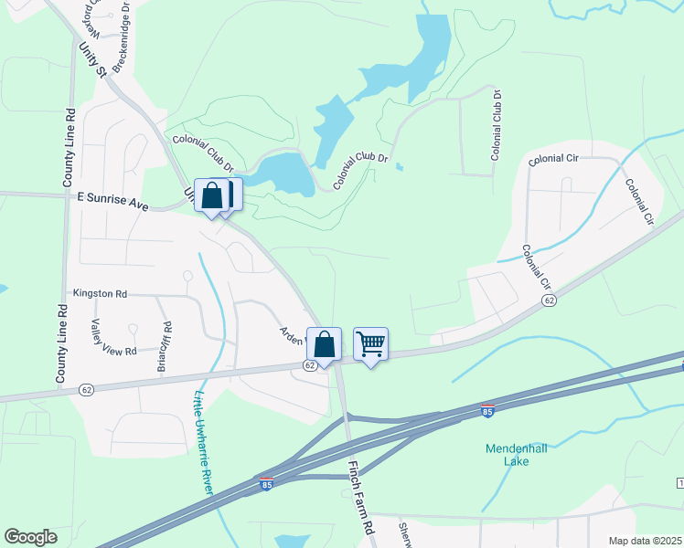 map of restaurants, bars, coffee shops, grocery stores, and more near 6024 Unity Street in Thomasville